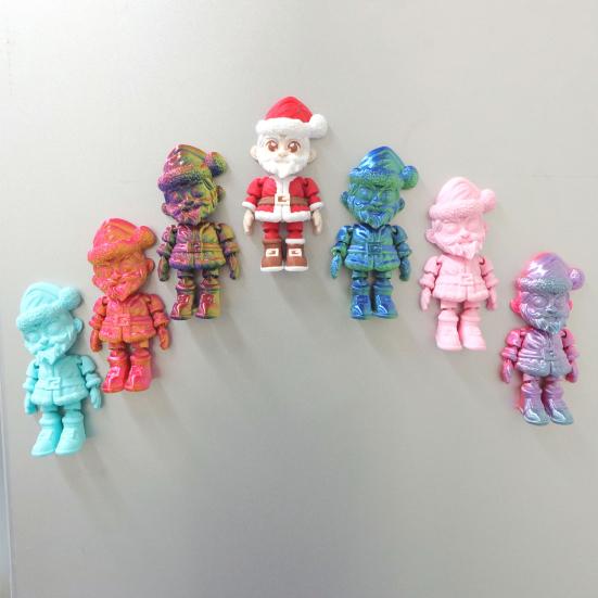 Yousheng Santa Fridge Magnet Movable Joints Christmas Ornaments 3D Printed Festive Fridge Decor Unique Party Gift