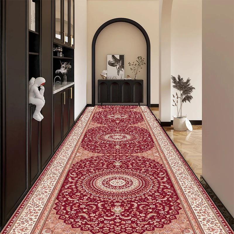 Bohemian Red Long Corridor Carpet Luxury Persia Decoration Hallway Rug Non-slip Easy Cleaning Floor Mat Stairway Runners Carpets