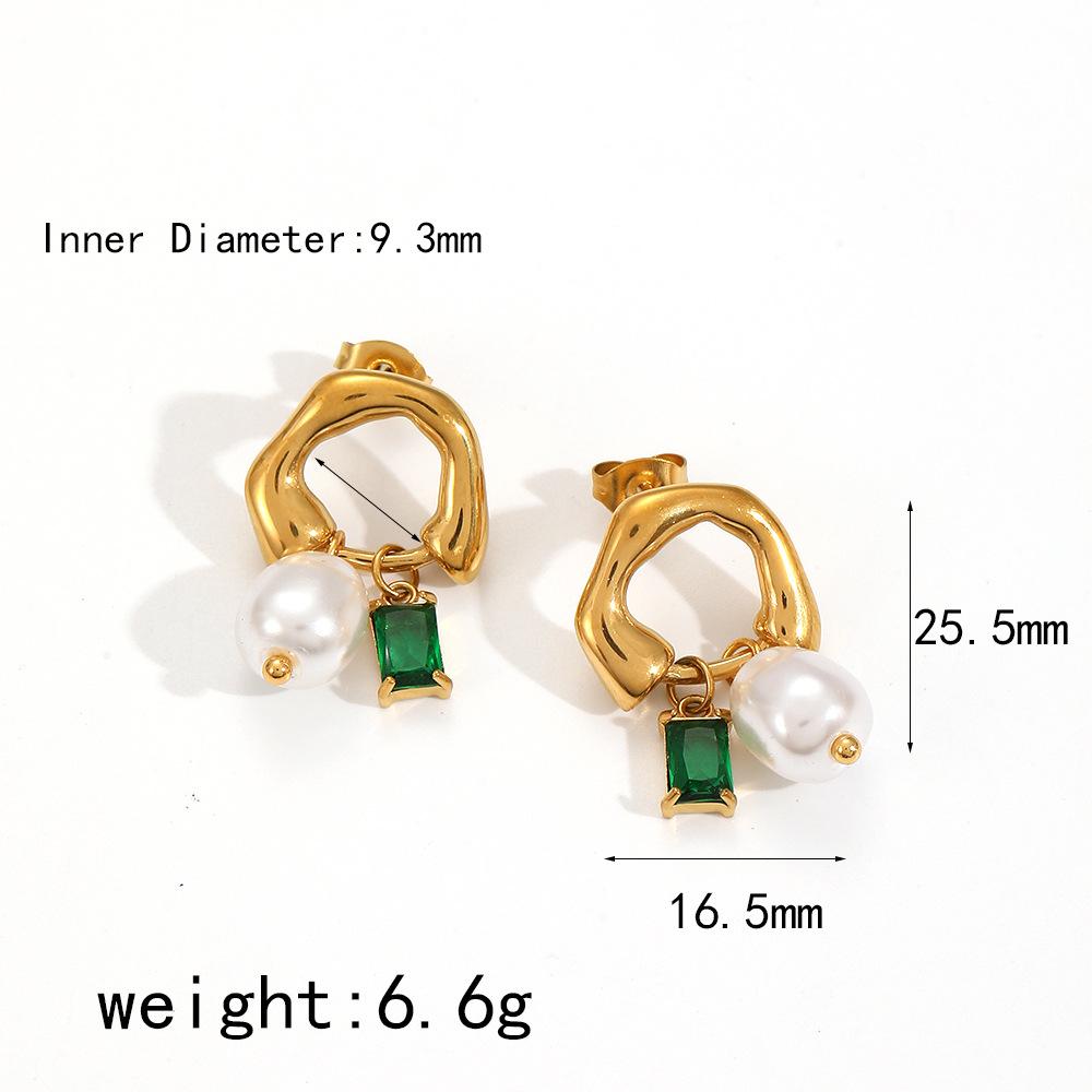 

Серьги с французским кристаллом из нержавеющей стали с жемчугом, серьги из 18-каратного золота, не выцветающие, серьги премиум-класса, женские украшения