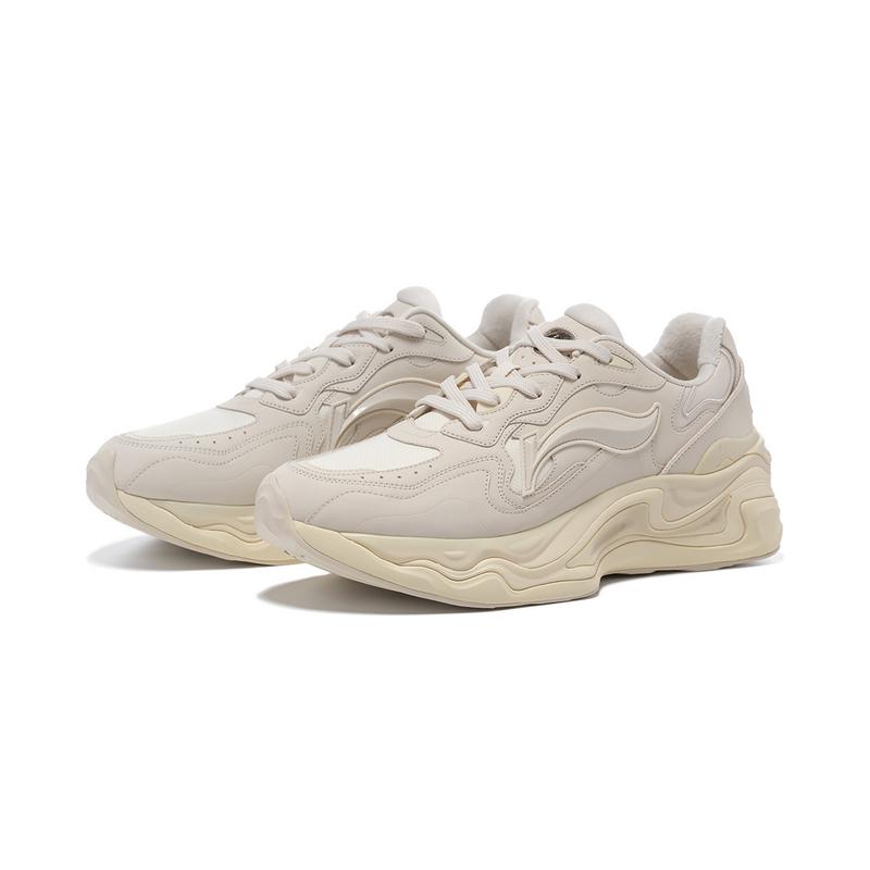 Li-Ning 1990 Lava 2 Shock Absorption Wear-Resistant Low-Top Casual Shoes Men sneaker Beige ALJT045-1