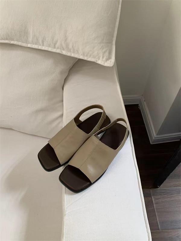 

2025 spring and autumn new square head slippers women s one-word thick middle heel fashion wear cool slippers women s shoes 39 хаки