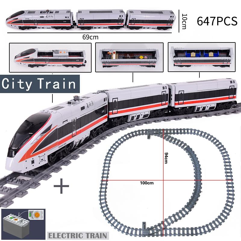 City Trains Flexible Tracks Forked Straight Curved Rails Switch Building Blocks Creative Toys for Kids Gifts