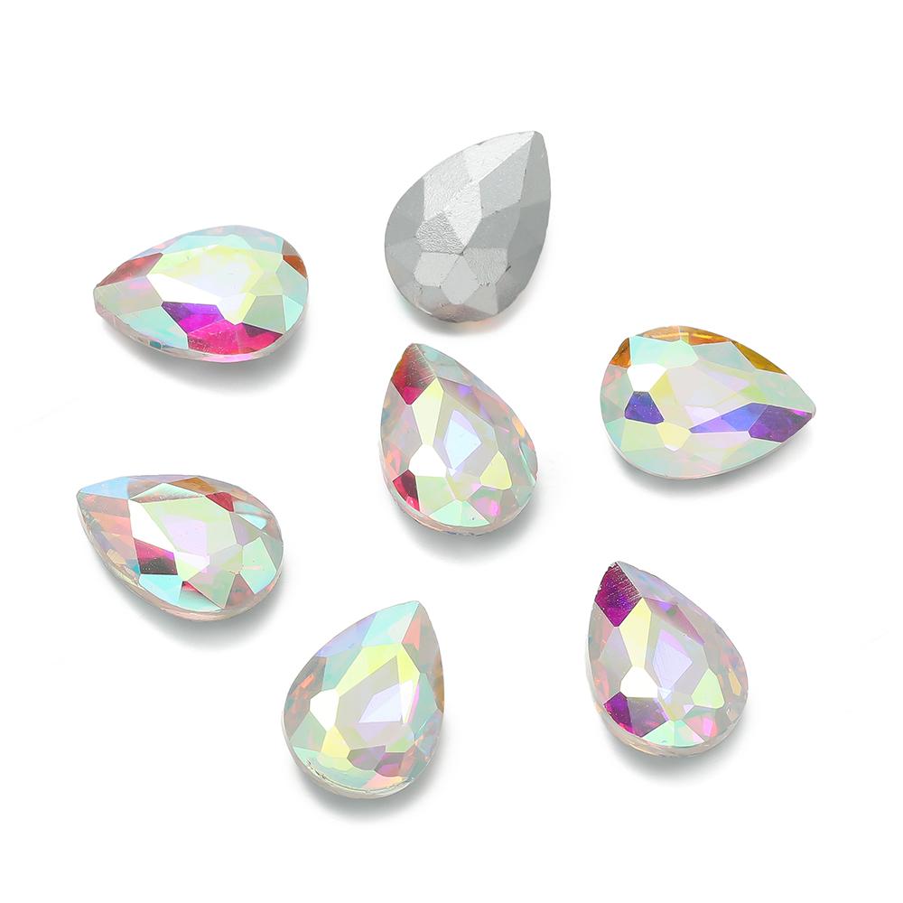 10 Stück/Los Tropfenförmige Glasperle Kristall Edelstein Spitze Rückseite Tropfenform Strasssteine Aufkleber Strassstein Für DIY Schmuckzubehör