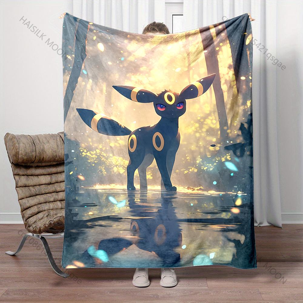 Multiple Sizes Pokemon Umbreon Printed Warm Soft Flannel Material Suitable for All Seasons Deluxe Gifts for Adults and Children