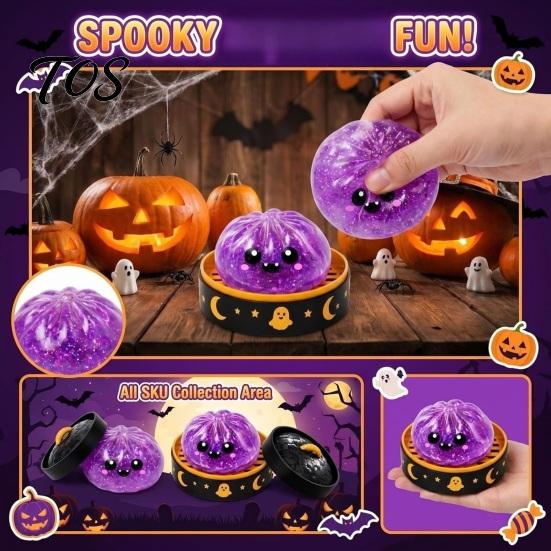 Holiday Party Favors 1/5Pcs Halloween Dumpling Squeeze Toy with Steamer, Pumpkin Eyeball Ghost Kids Toys Skull Fidget for Relieve Stress, Anxiety