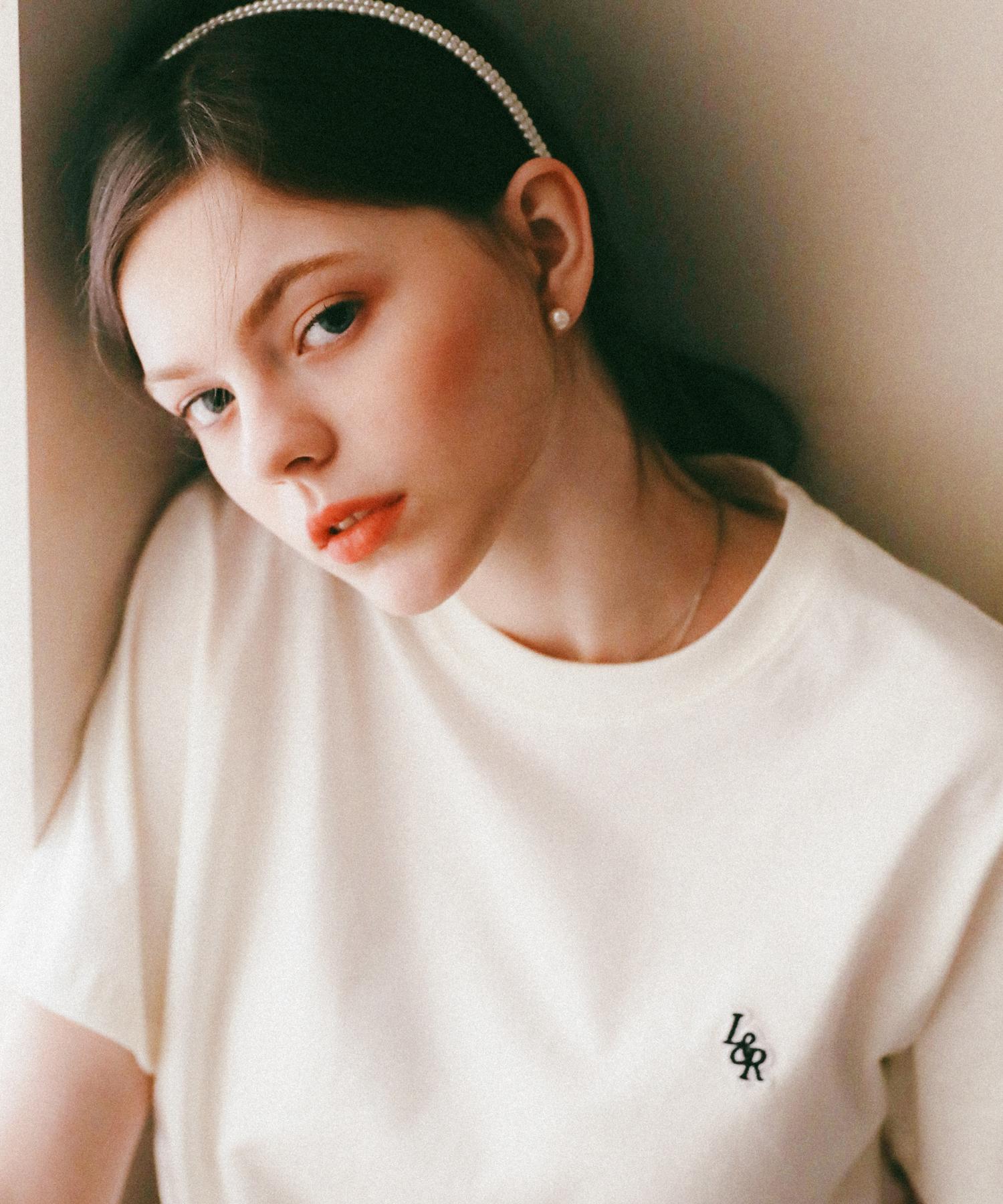 Rosiro L&R Patch Point Short-Sleeved T-Shirt Cream Free