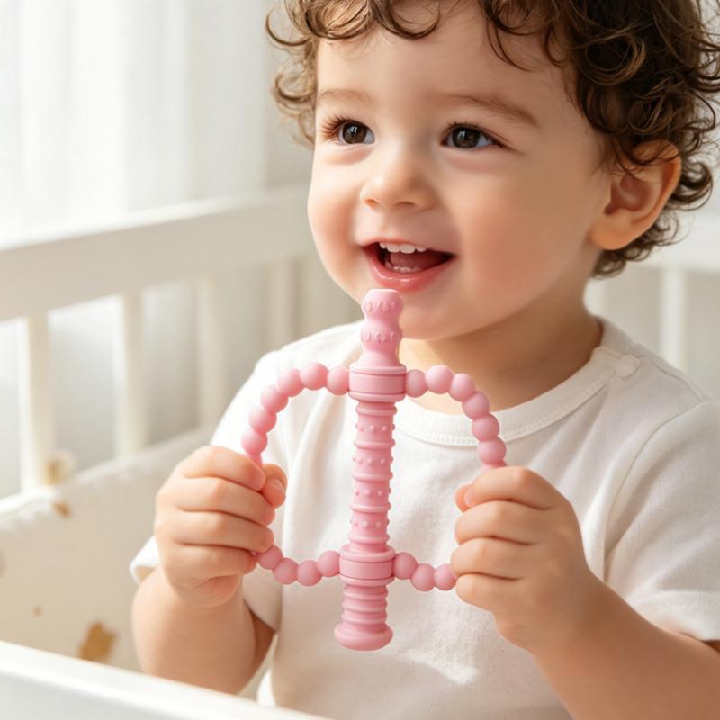 Baby Teething Chew Toys Easy Grip Silicone Handles Safe Non-Toxic Gum Soother for Toddlers Infant Shower Gift