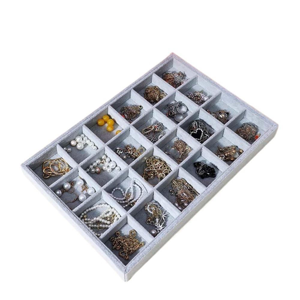 Large Capacity Velvet Jewelry Tray Wooden Rings Earrings Plate Jewelry Storage Box  Jewelry Seller