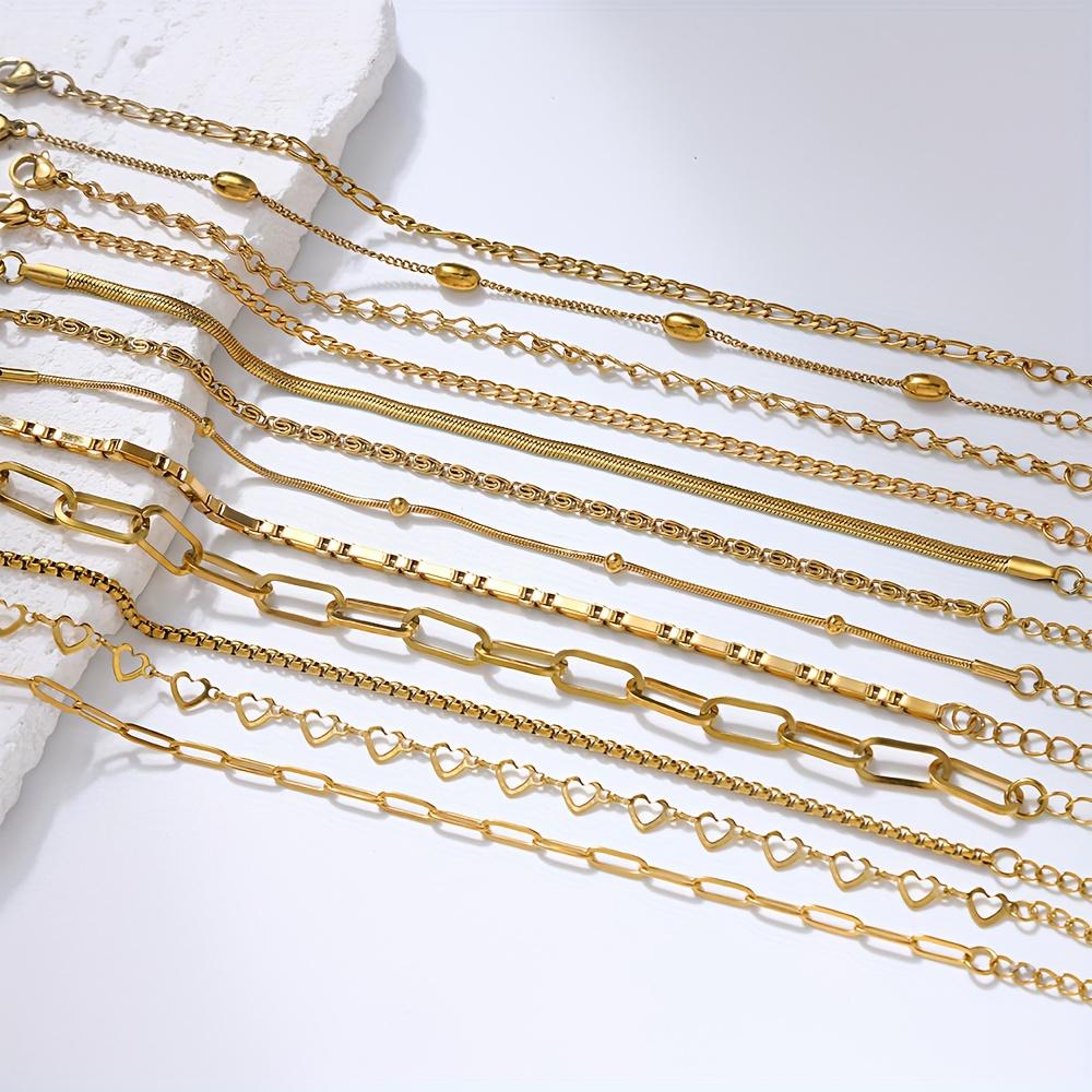 12PCS Women's Stainless Steel Bracelet Set, Elegant Jewelry Set for Women, Suitable for Daily Wear, Party Accessories and Gifts
