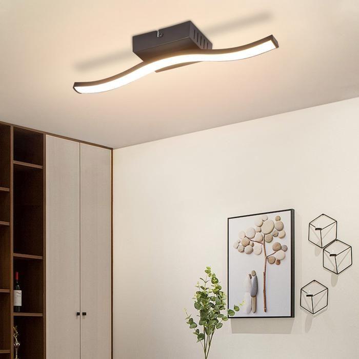 Plafonnier LED - NETTLIFE - Vague - Noir - 3000K (blanc chaud) - Ø35 cm, LED intégrée