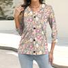 Women's Fashion Casual Print Button-down Shirt 3/4  Sleeve Tops