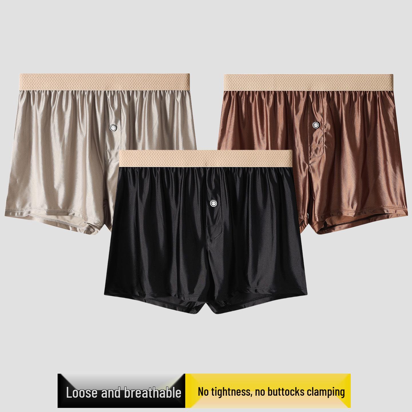 

Чоловічі боксери з крижаного шовку та атласу спортивні великих розмірів L (120-150 Jin) сірий колір/коричневий