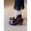 Bow Gentle Wind Light Mouth Round Head Commuter Coarse Heel Mary Jane Single Shoes