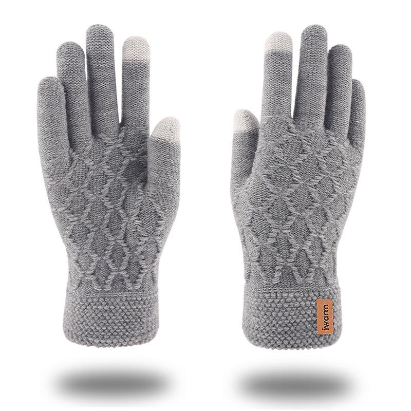 iwarm loves warmth men's thickened and enlarged knitted gloves driving warm jacquard gloves
