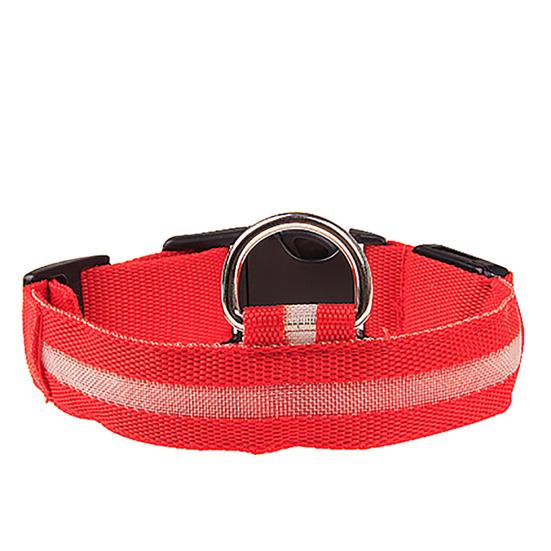 

Регулируемый нейлоновый светодиодный ошейник для собак с ремешком на шею, устойчивый к дождю M красный