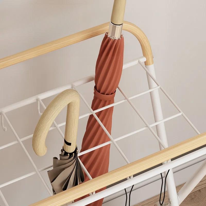 Creative Home Umbrella Storage Stand, Entryway Rain Gear Organizer, Commercial Hooked Rain Holder, Iron Umbrella Rack
