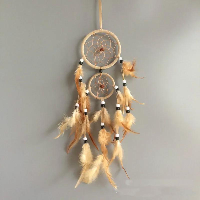 Vintage Home Decoration Retro Feather Dream Catcher Circular Feathers Wall Hanging Dreamcatchers Decor for Car
