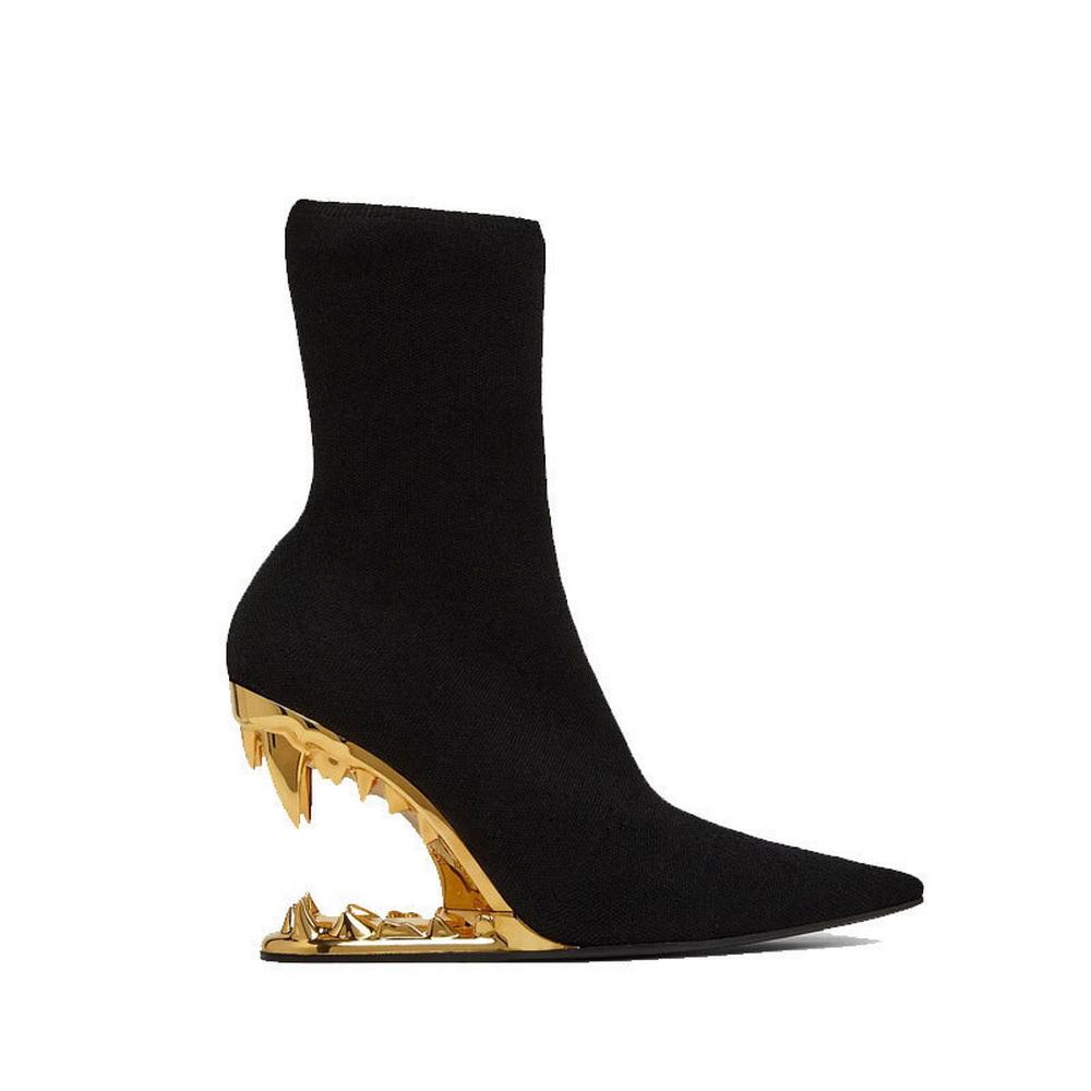 Fashion 11cm Hollow Out Heel Wedges Booties,Ankle Boots,Women Stretch Botas,Fetish Shoes.Slip On,Black,Pink,Green,Red,White,Dropship