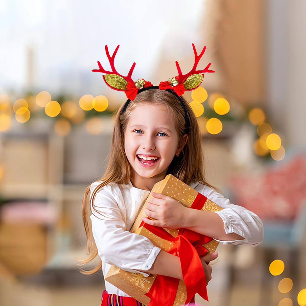 Brown Adorable Reindeer Antlers Headband With Red Pom Poms For Christmas Parties