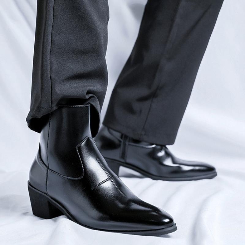 Fashion Brand Men's Boots Fashion Chelsea Boot Luxury Leather Botas Black Classic Business Dress Boots Casual Ankle Boots for Men Botas