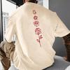 Men's Summer Loose Fit  100 Cotton Rose pattern Print High-Quality Fashion T-shirt Tops