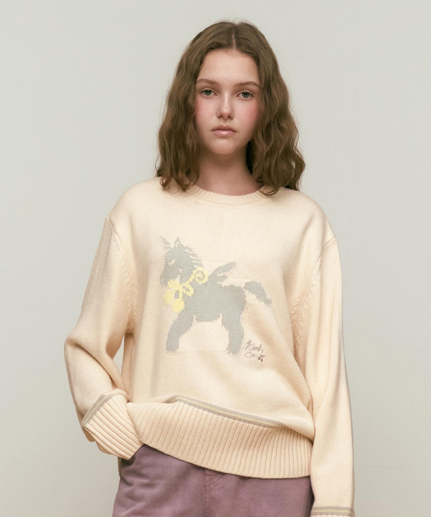 Kirsh Cherry Unicorn Jacquard Knit [Ivory] 1