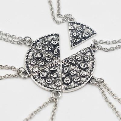BFF Pizza Collier Argent Couleur Best friend Amitié Strass Pendentif