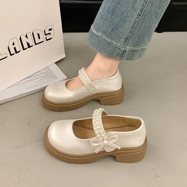 

Мода 2025 Туфли на высоком каблуке Кожаные Туфли на каждый день Уличные Мэри Джейн Сексуальные Туфли-лодочки Босоножки Женские Новейшие Стройнящие Наружные Лолита Ретро Платье Кро 35