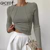 Women's Fashion Casual Solid Color Print Long Sleeve O Neck Blouses & Shirts