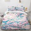 Wave Duvet Cover Set Hokusai Pattern Japanese Ukiyoe Quilt Cover Oriental Sketch Style Ocean Queen Twin Polyester Bedding Set