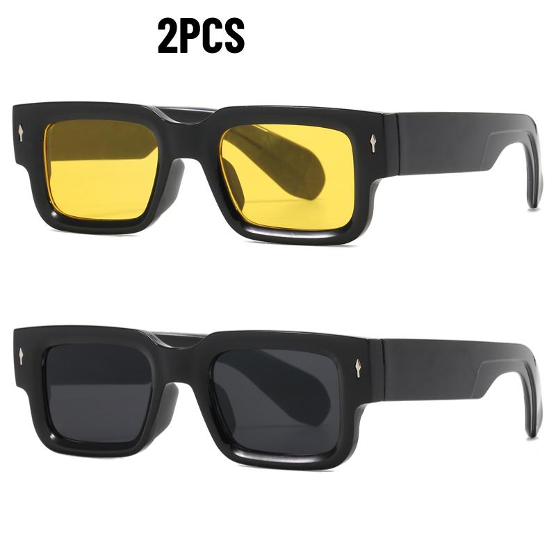 

1PCS CY5539 Designer Square Sunglasses Ocean Color Shades Women Men Fashion Rivet Glasses Oculos De Sol