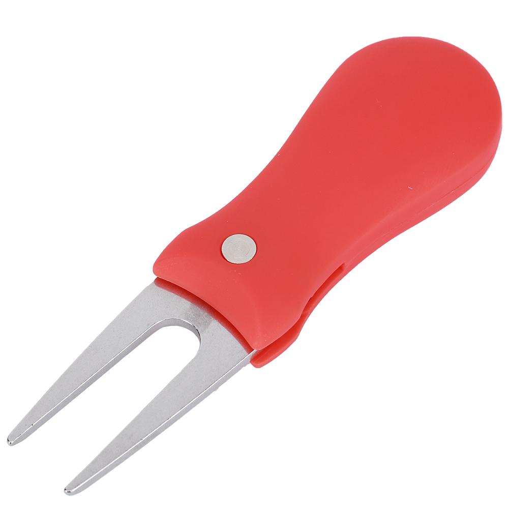 Portable Golf Green Divot Repair Tool Folding Ball Fork Lawn Repairing Golfer Practicing Accessoryred