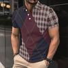 Літнє поло з лацканом, 3D-принтом у клітинку, модне, повсякденне, з коротким рукавом, чоловіче