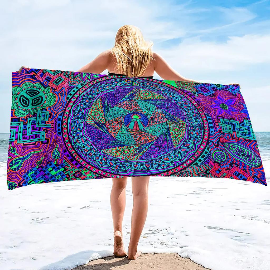 Boho Mandala Microfiber Beach Towel Oversize Extra Large Quick Drying Quick Fast Dry Sand Free Proof Pool Towel Lounge Cover