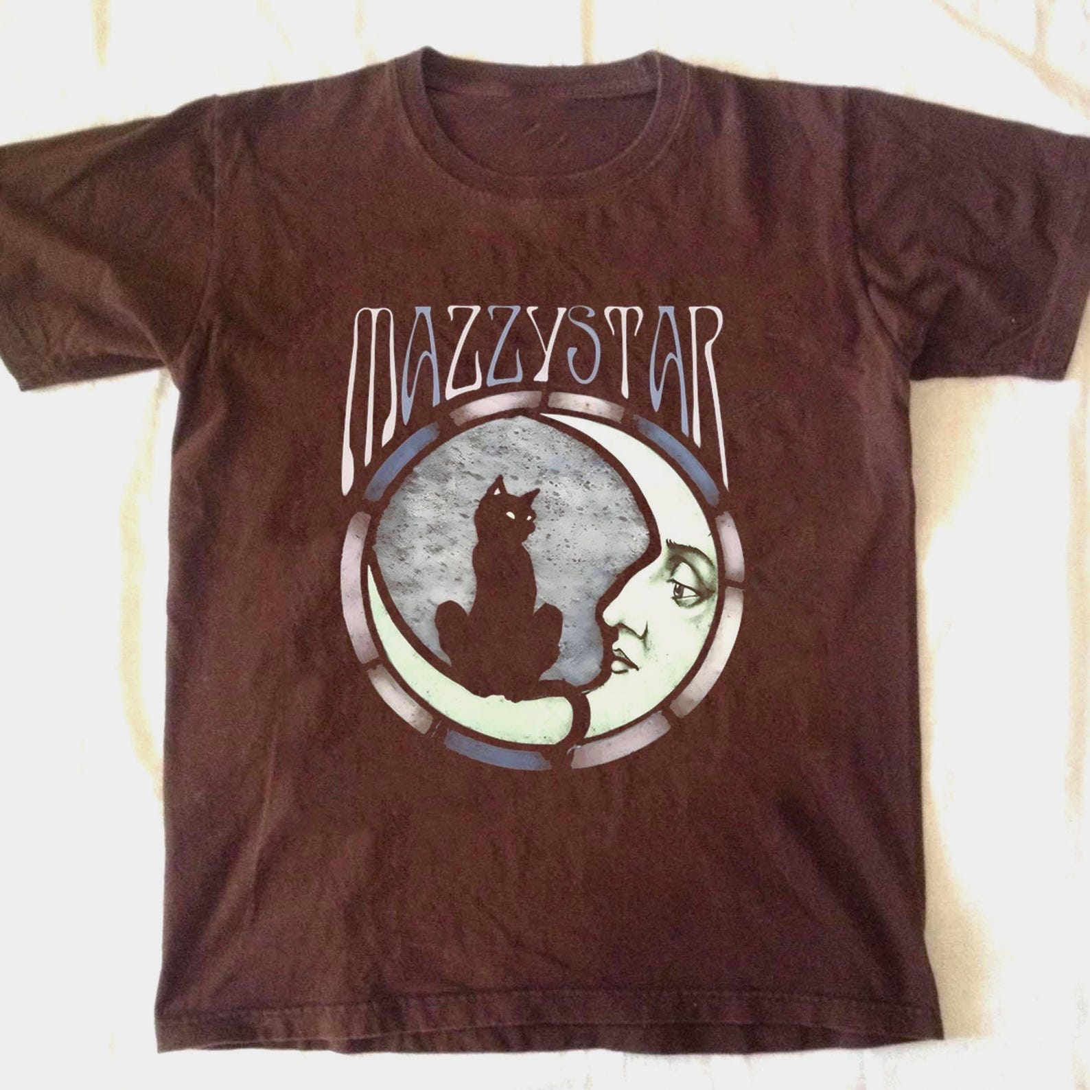 Mazzy Star Moon and Cat Tee, 90s Alt Rock, Hope Sandoval, , Band Tee, Music Gifts, mazzy star fan gifts, band shirts, 3XL