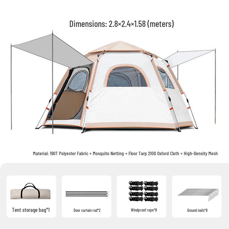 Automatic Hexagonal Outdoor Camping Tent 280x240x158 cm