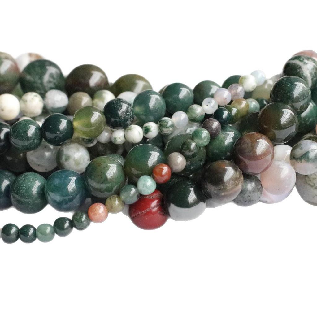 Tree Pattern Agate Round Beads - Natural Water Grass Beading Material for DIY Jewelry