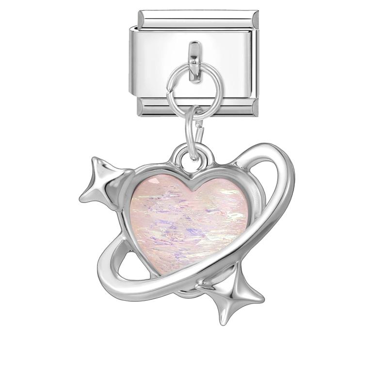 Fashion Crystal Heart Star Flower Moon Tassel Chain Pendant Italian Charm Link Fit 9mm Bracelet Stainless Steel Women DIY Making