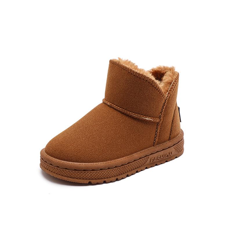 

Winter Newest Children s Snow Boots Classic Black Brown Platform Shoes Girls Boys Thickened Velvet Warm Suede Boots I09162 21 коричневый