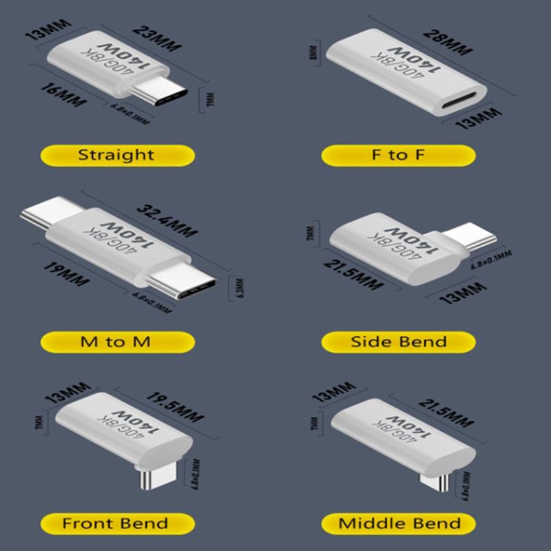 

USB 3.1 Type-C Female to Female Converter 40Gbps 8K 140W Charging Adapter As Shown A