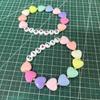 2Pcs Colorful Bead Sister Handchain Set Lettered Bangles Handcrafted Heart Bracelets for Siblings Friendship Bangle