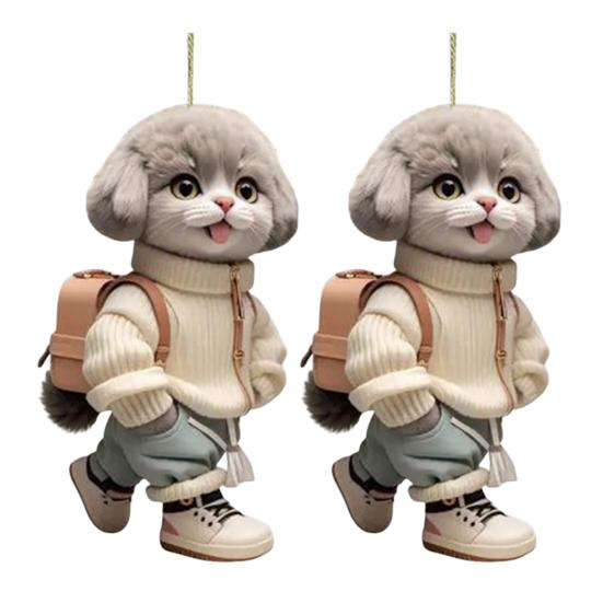 2Pcs Automobile Pendant Vibrant Decor Acrylics Craftsmanship Multipurpose Dog Backpack Charm Car Ornament