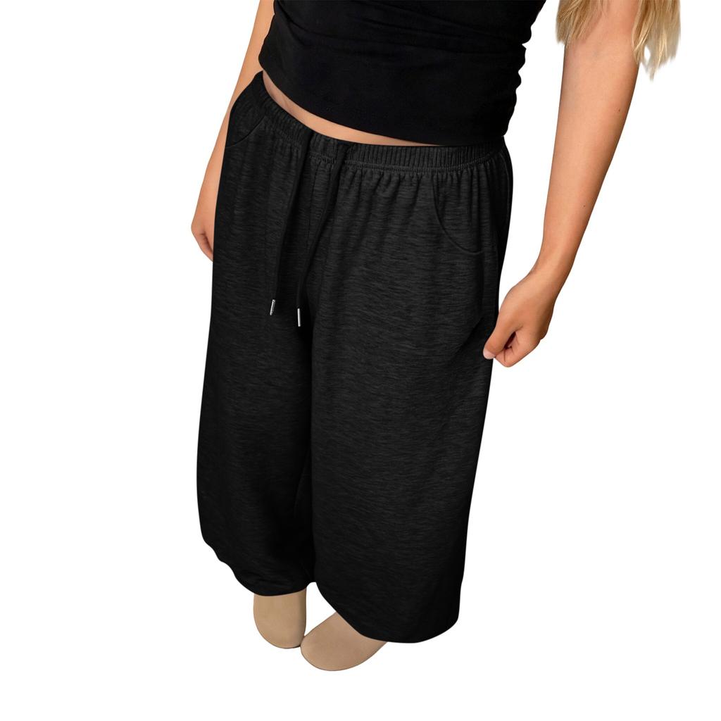 Damen Wide Leg Jogginghose Lockerer Gerader Schnitt mit Taschen für Freizeit und Sport