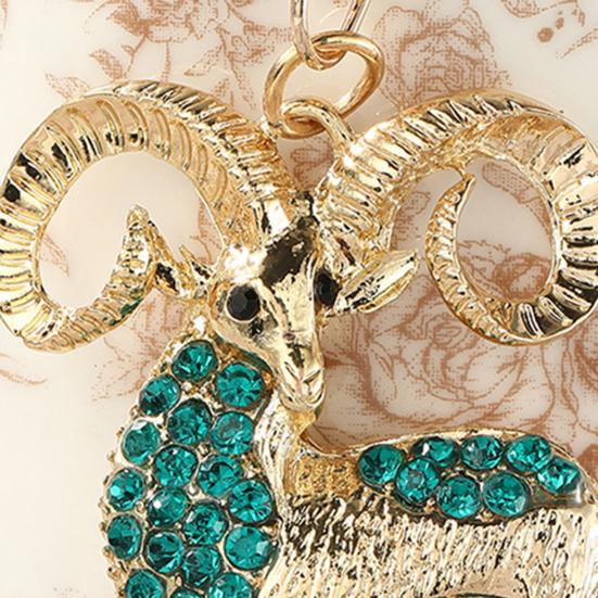 Keychain Pendant Sparkling Rhinestones Inlaid Goat Design Key Holder with Lobster Clasp Lightweight Car Hangers Decorative Pendant