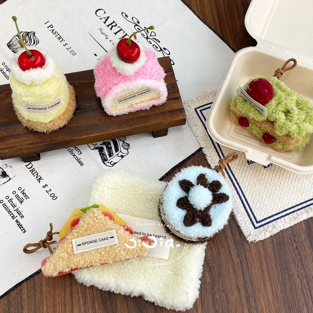 Cute Plush Cupcake Coffee Dessert Phone Chain Lanyard Charm Strap Cake Keychain Pendant Car Key Decor For IPhone For Samsung
