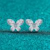 Sterling Butterfly Stud Earrings Women Moissanite 1.386ct Delicate Sweet Chic Lightweight Luxury Jewelry