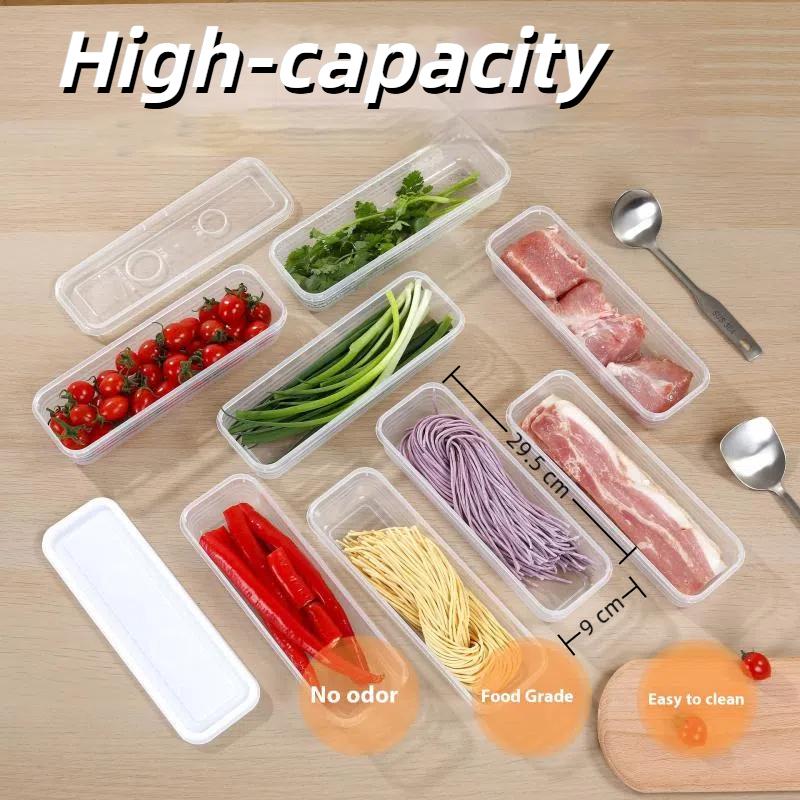 1/4Pcs Long Rectangular Food Storage Containers Plastic Reusable Refrigerator Organizer Boxes Kitchen Accessories