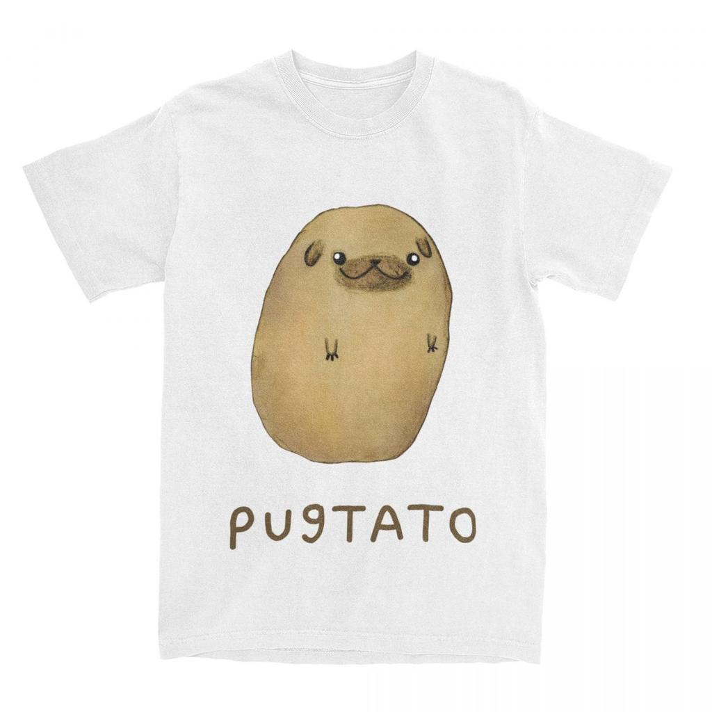 Cute Potato Pug Men Women T Shirt Kawaii Pet Dog Puppy Pugs  Novelty Tee Shirt T-Shirts Pure Cotton Gift Idea Clothing