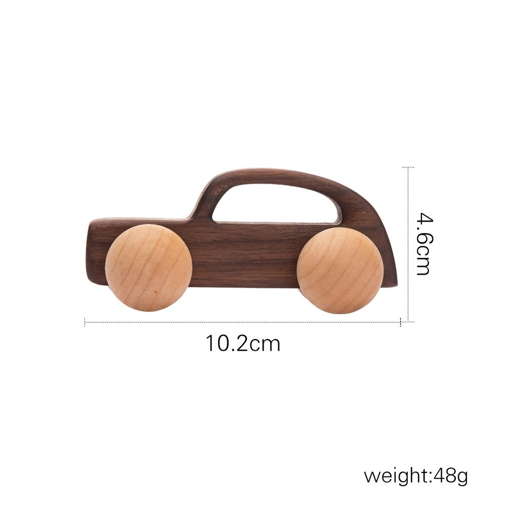 Walnut Wood Mini Colorful Car, Children Early Education Educational Wooden Building Block Toy, Infant Toddler Push Cart