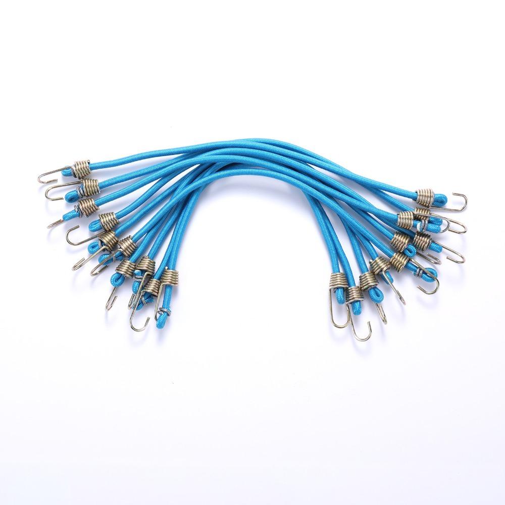 10 PCS with Steel Hooks Elastic Rope 10-Inch Rubber Strap Outdoor Bungee Cords  Bikes